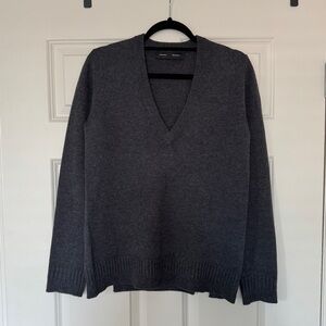 Proenza Schouler Charcoal Deep V-Neck Sweater, size Small